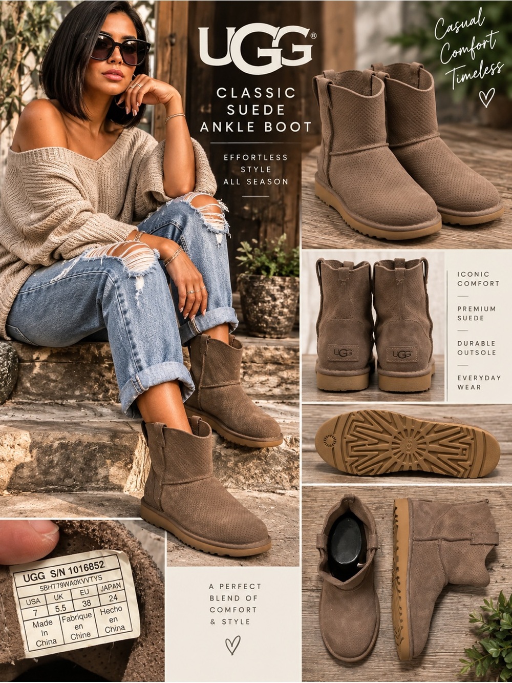 UGG Classic Suede Ankle Boots - Chestnut Brown